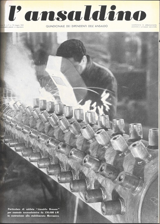 Copertina - Particolare di caldaia Ansaldo Benson per centrale termoelettrica da 150.000 kw in costruzione allo stabilimento meccanico