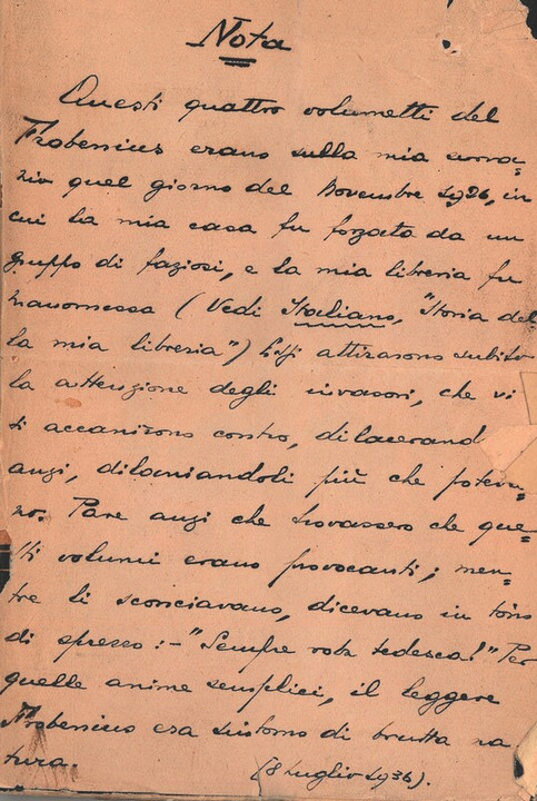 Nota sui quattro volumetti del Frobenius, 08-07-1936
