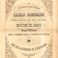 Felicitazioni per la nomina a Grande Ufficiale dell'Ordine dei SS Maurizio e Lazzaro; copertina, 1881